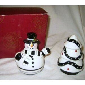 APPLETREE black white snowman salt & pepper set NEW